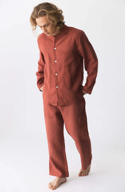 Pyjama en lin homme “Ronaldo” brique 8 #colour_brique