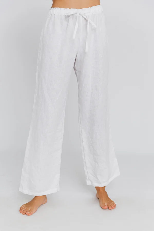 Pantalon de pyjama en lin lavé « Malú » Blanc Optique 1 