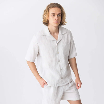 Veste pyjama en lin à manches courtes “Emanuel” Gris Minéral 5 #colour_gris-mineral
