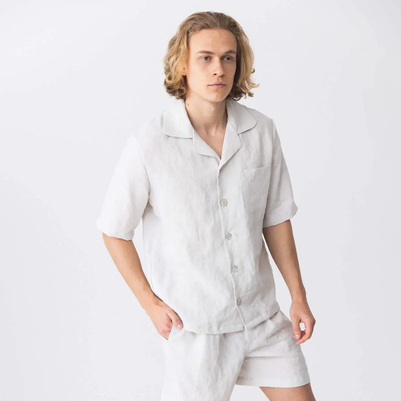 Veste pyjama en lin à manches courtes “Emanuel” Gris Minéral 5 