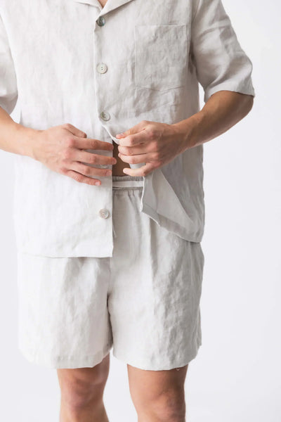 Veste pyjama en lin doux à manches courtes “Emanuel” Gris Minéral 5 #colour_gris-mineral