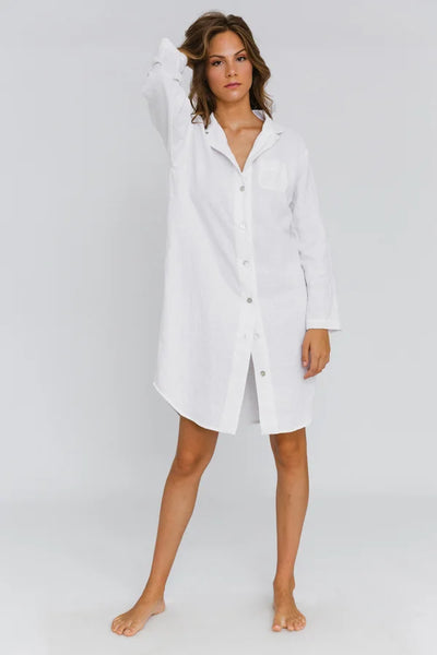 Chemise de nuit en lin Blanc Optique 1 #colour_blanc-optique