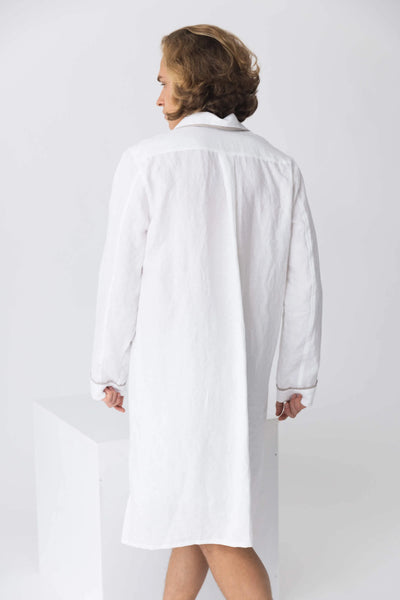 Chemise de nuit en lin lavé #colour_blanc-optique