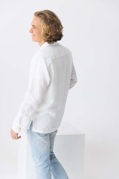 Chemise veste homme en 100 % lin blanc 8 #colour_blanc-optique