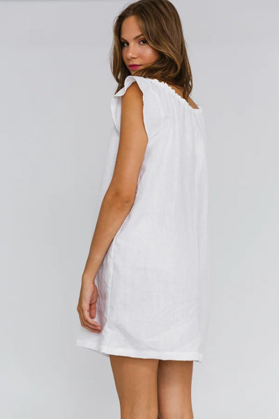 Chemise de nuit « Jane » en lin Blanc Optique 1 #colour_blanc-optique
