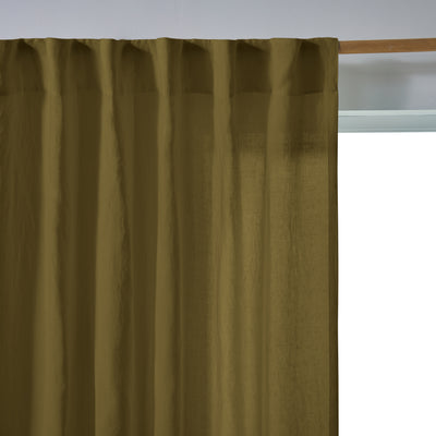 Rideau lin lavé non doublé sur mesure Olive Verte