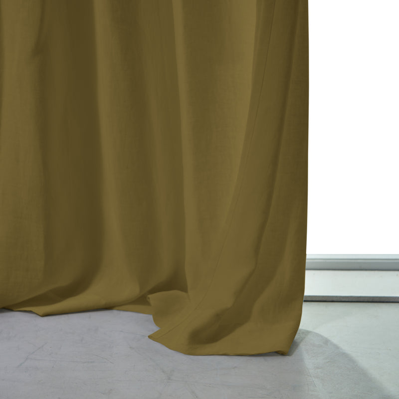 Rideau non doublé en lin sur mesure Olive Verte