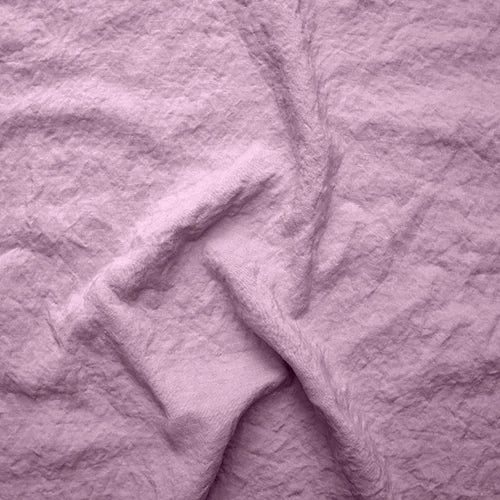Swatch pour chemin de table crocheté en lin lavé lilas