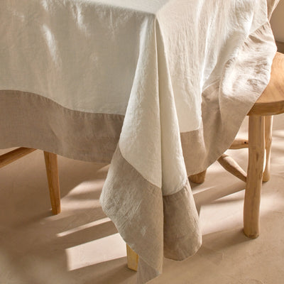 Nappe bicolore en lin sur mesure ivoire