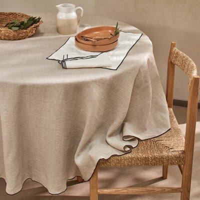 nappe ronde "bourdon" en lin lavé sur mesure naturel