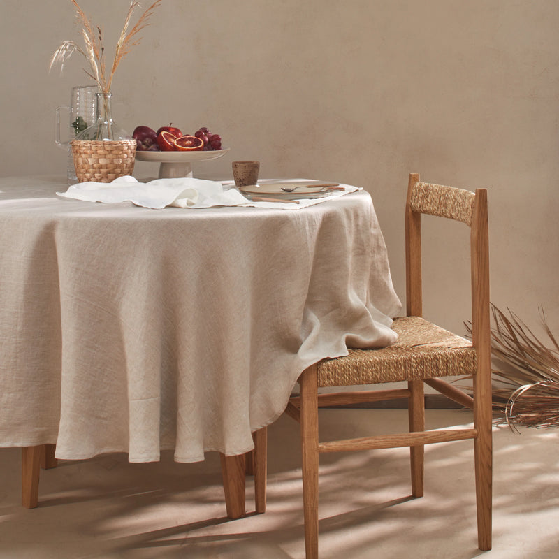Nappe en lin lavé ovale sur mesure naturel
