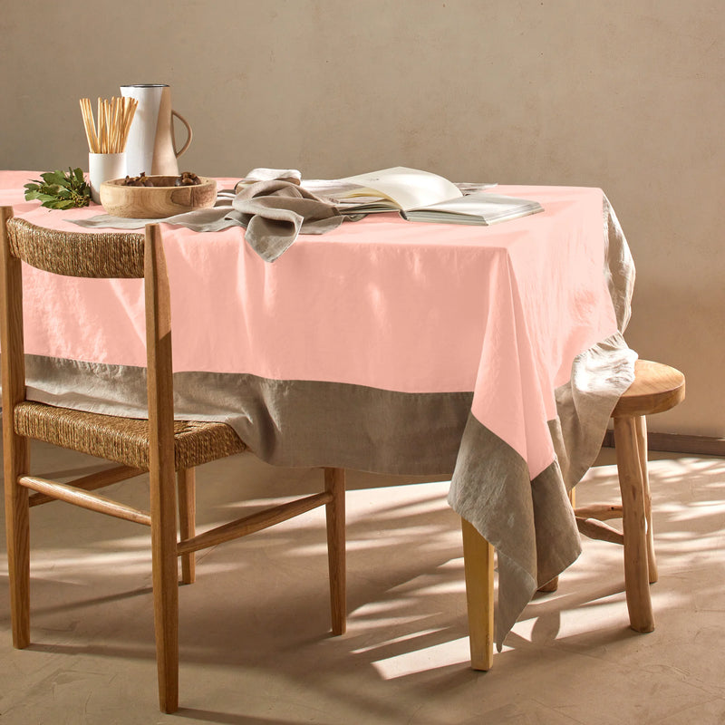 Nappe bicolore sur mesure en lin rose