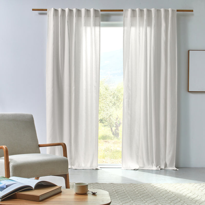 Rideau en lin drapé sur mesure Ivoire