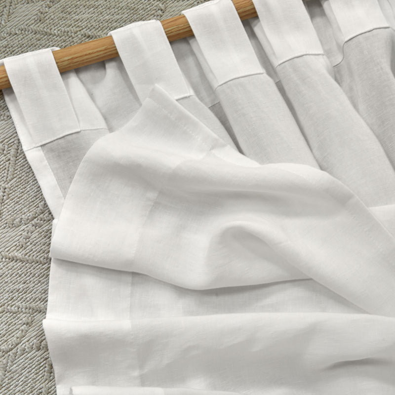 Rideau non doublé en lin sur mesure Ivoire
à pattes cachées