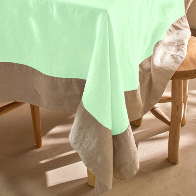 Nappe Pure Lin avec bordure contrastée vert menthe