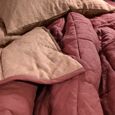 Couvre-lit en lin matelassé avec remplissage laine