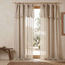 Naturbeige gewaschene Leinen-Voile-Vorhänge mit Bordüre