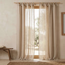 Naturbeige gewaschene Leinen-Voile-Vorhänge