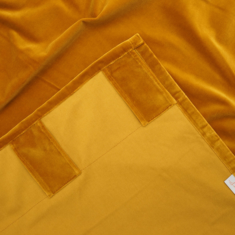 Rideau velours de cotton jaune moutarde