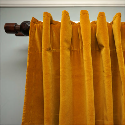 Rideau velours de cotton jaune moutarde