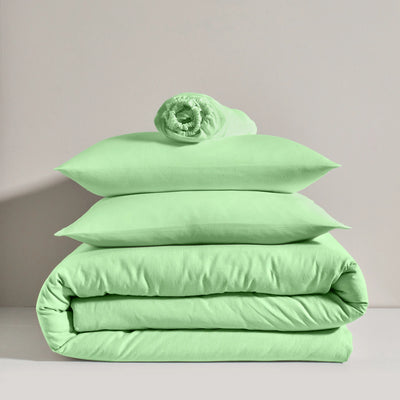 Parrure de lit en lin vert menthe