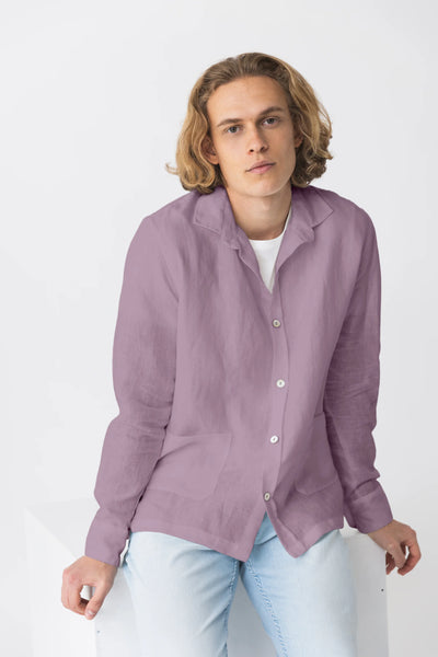 Chemise veste en 100 % lin lavé Lilas