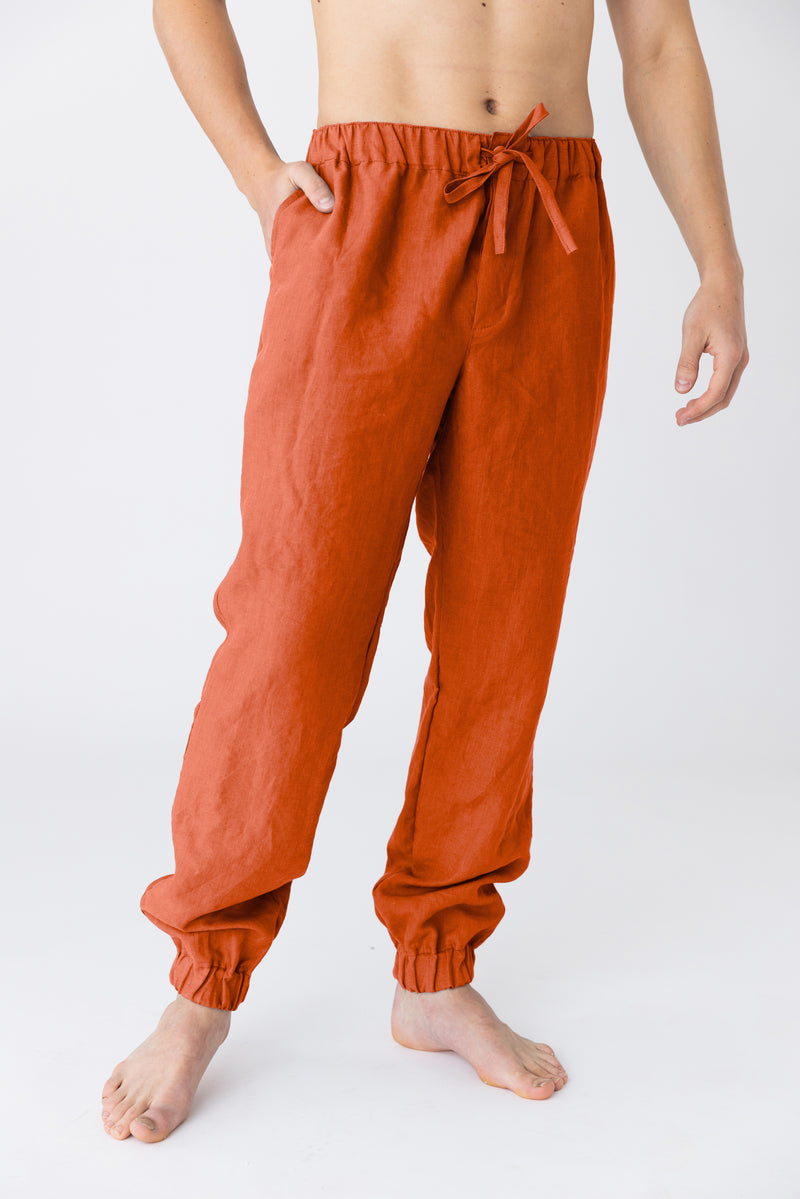 Pantalon en lin lavé “Gael” Corail 