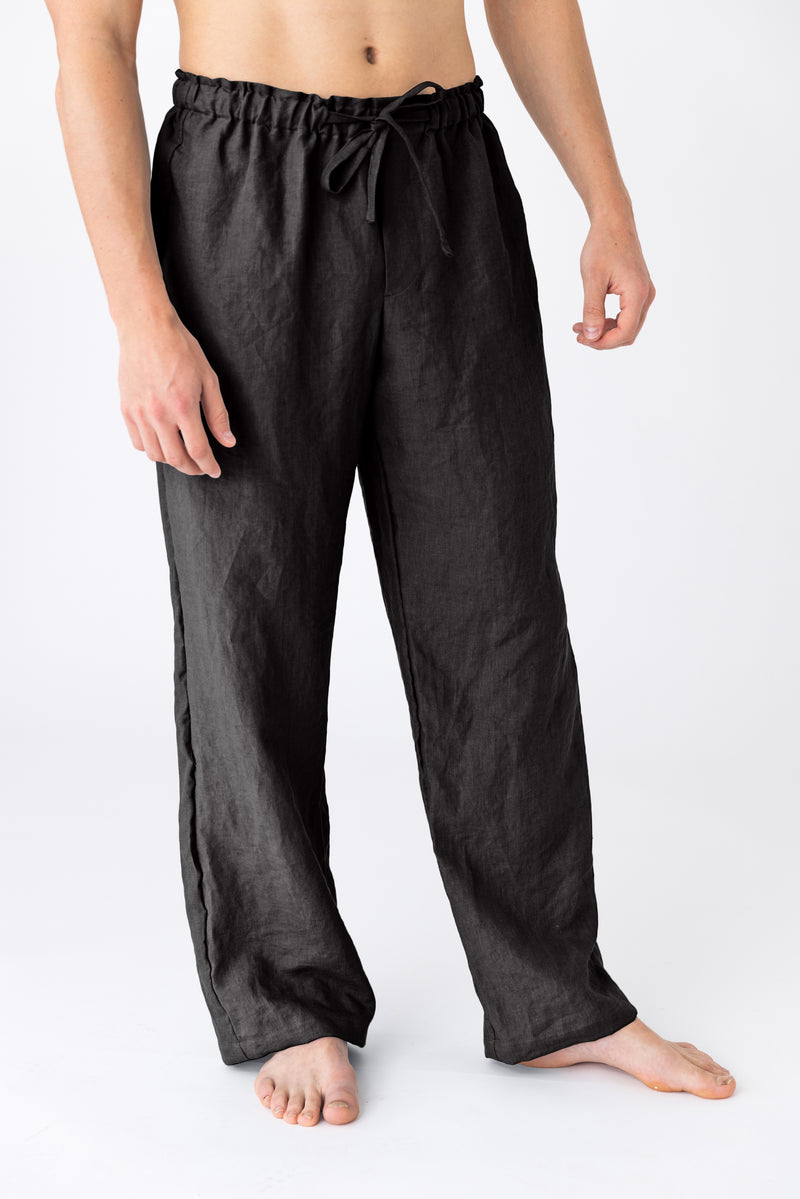 Pantalon de pyjama pour hommes en lin noir 