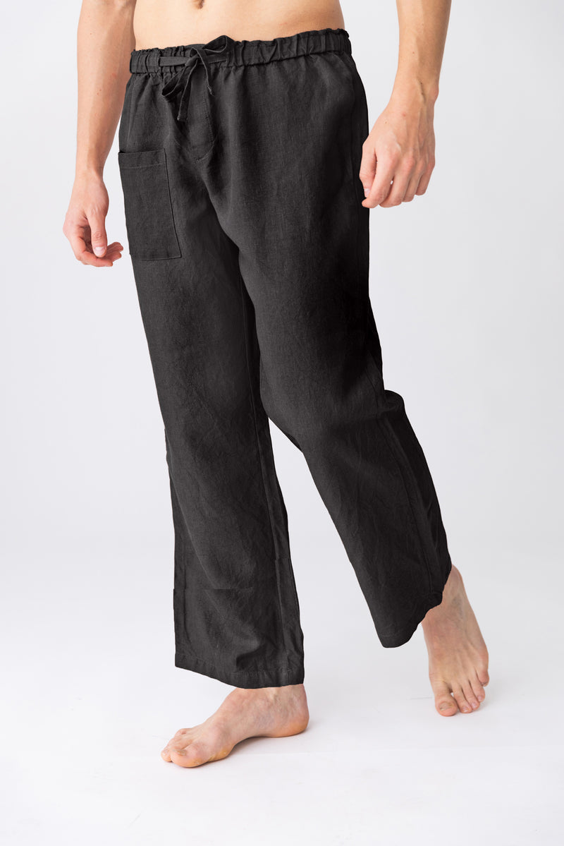  Pantalon de pyjama en lin “Ronaldo” Encre Noire 