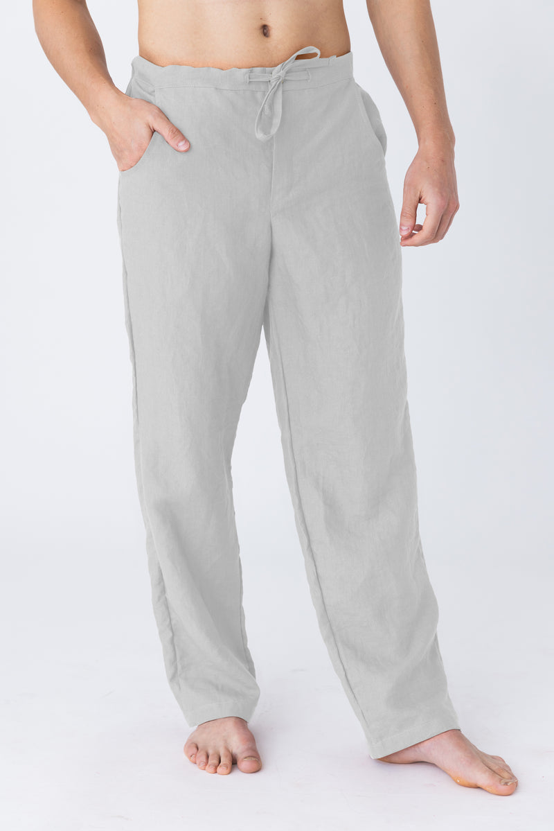 Pantalon décontracté en lin Gris Minéral 