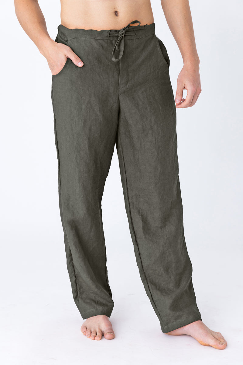 Pantalon décontracté en lin Gris Plomb 