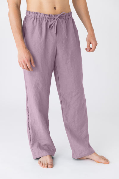 Pantalon de pyjama pour hommes en lin lilas #colour_lilas