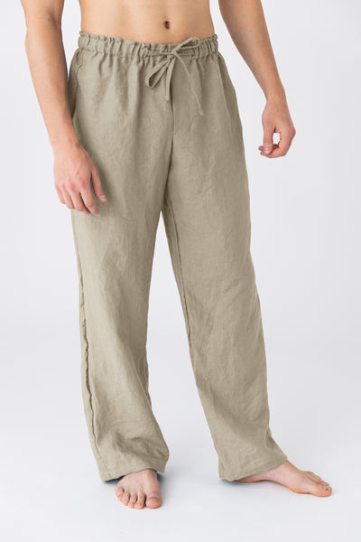 Pantalon de pyjama pour hommes en lin naturel #colour_naturel