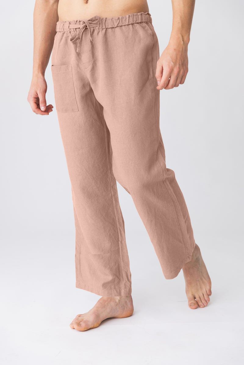 Pantalon de pyjama en lin “Ronaldo” Vieux Rose 