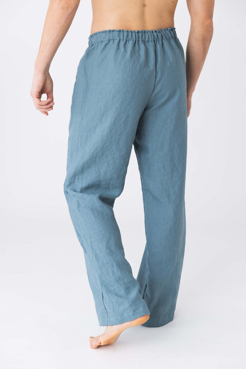Pantalon de pyjama homme en lin français bleu-francais 