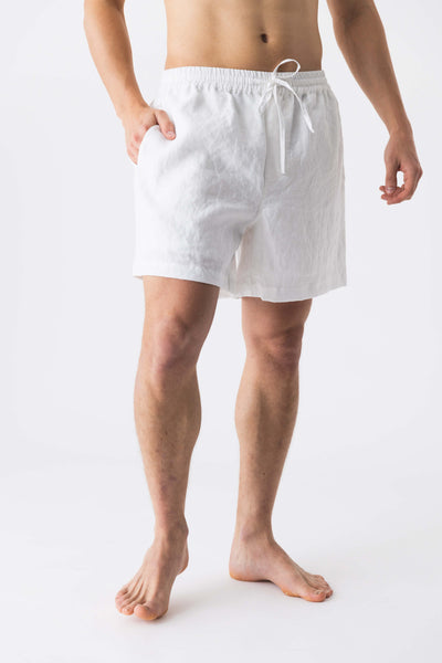 Short de pyjama en lin pour homme “Emanuel” blanc 1 #colour_blanc-optique