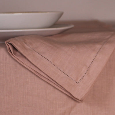 Set de serviettes en 100% lin ajourées #colour_vieux-rose