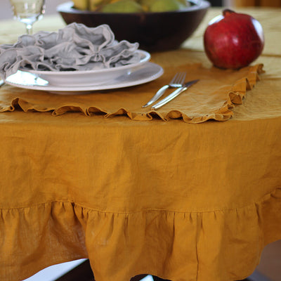 reduziert! Tischsets mit Rüschen aus gewaschenem Leinen