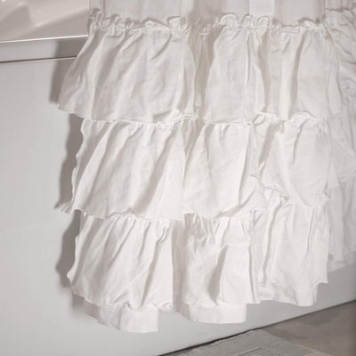 Rideau de douche en lin à volants blanc optique - Linenshed